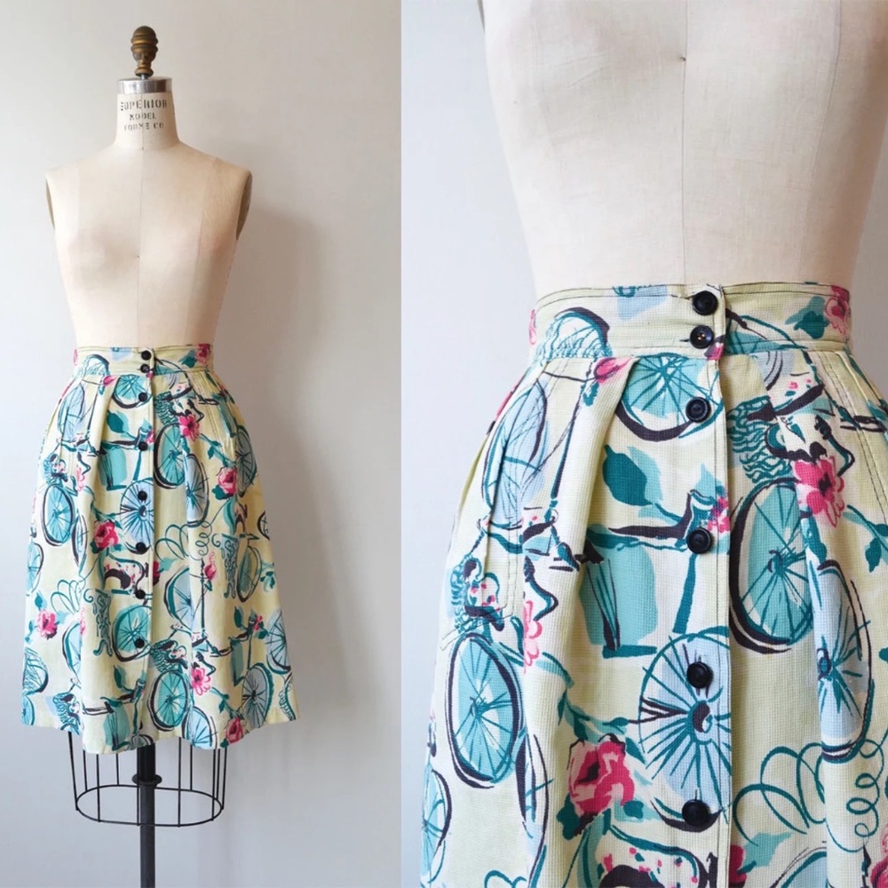 Vintage 1940s Bicycle Day Skirt